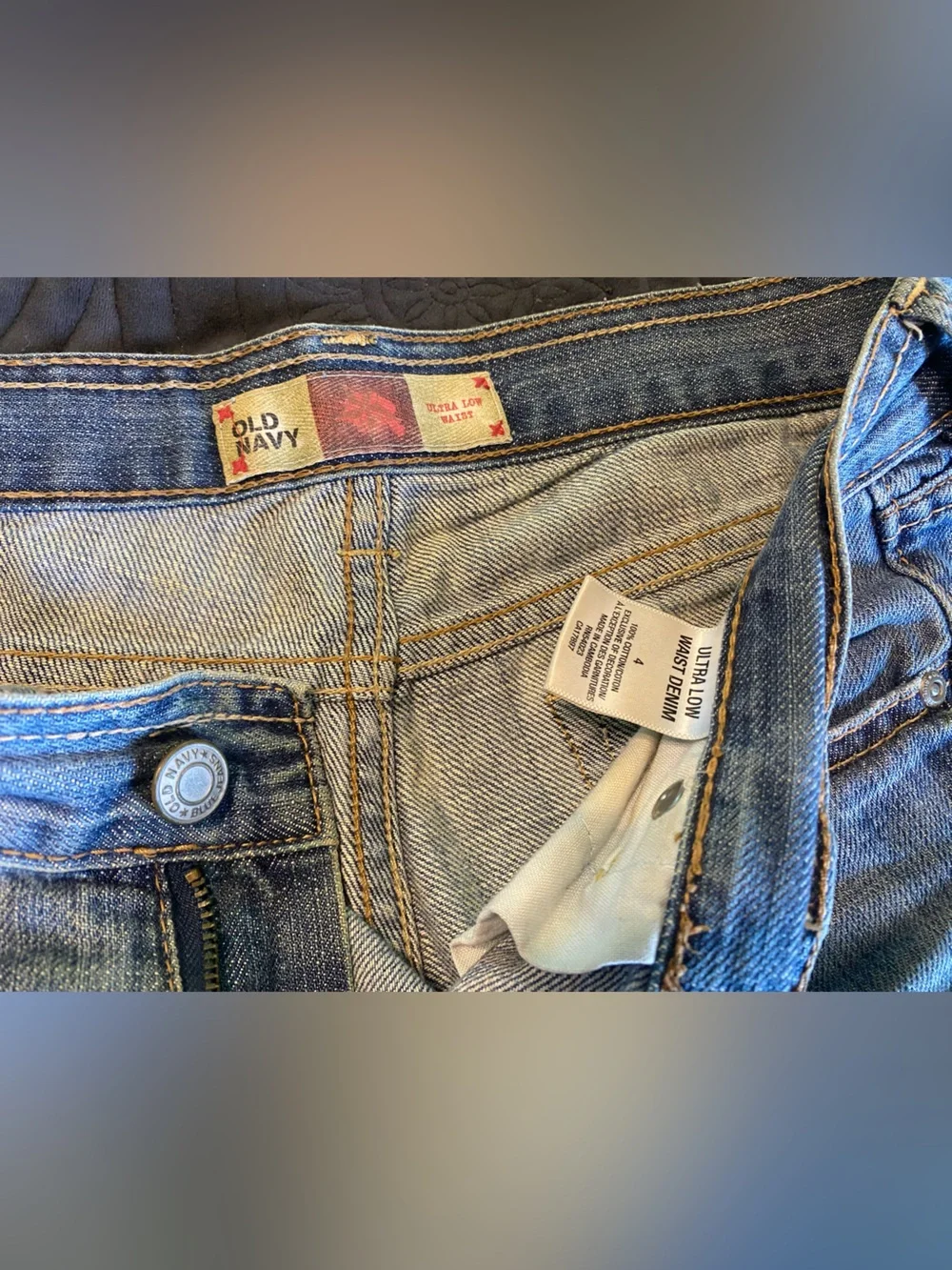 Denim ultra low waist shorts